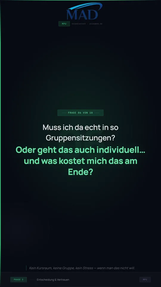 Muss ich da echt in so Gruppensitzungen? Oder geht das auch individuell – und was kostet mich das?